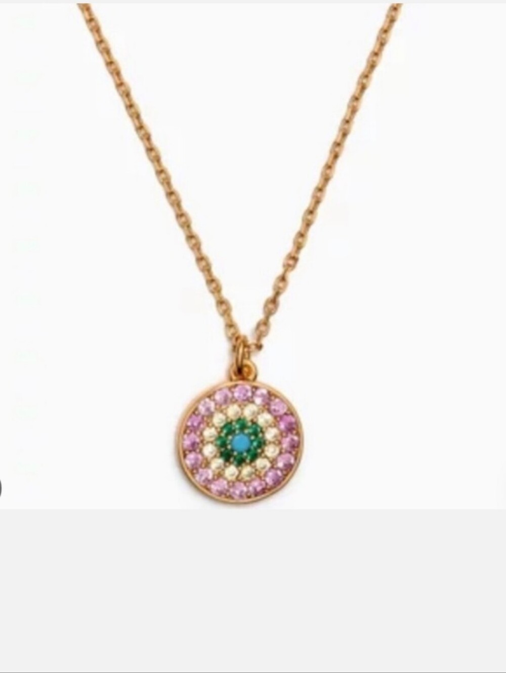 Kate Spade All Seeing Evil Eye Pandent Necklace In Pink/gold Nwt